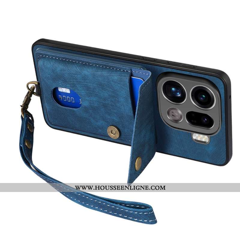 Coque Oppo Find X9 Pro 5G Porte-Cartes et Lanière