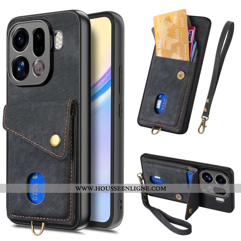 Coque Oppo Find X9 Pro 5G Porte-Cartes et Lanière