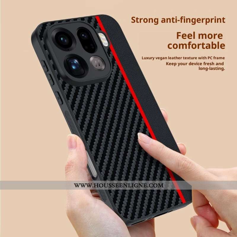 Coque Oppo Find X9 Pro 5G Rigide avec Texture Fibre de Carbone