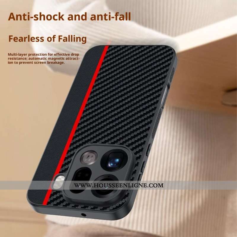 Coque Oppo Find X9 Pro 5G Rigide avec Texture Fibre de Carbone