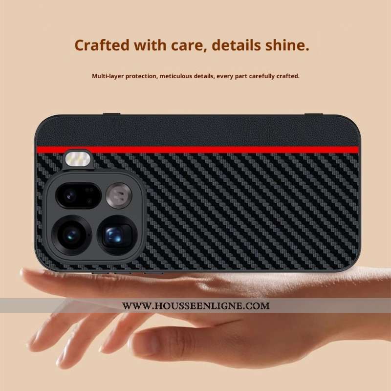 Coque Oppo Find X9 Pro 5G Rigide avec Texture Fibre de Carbone