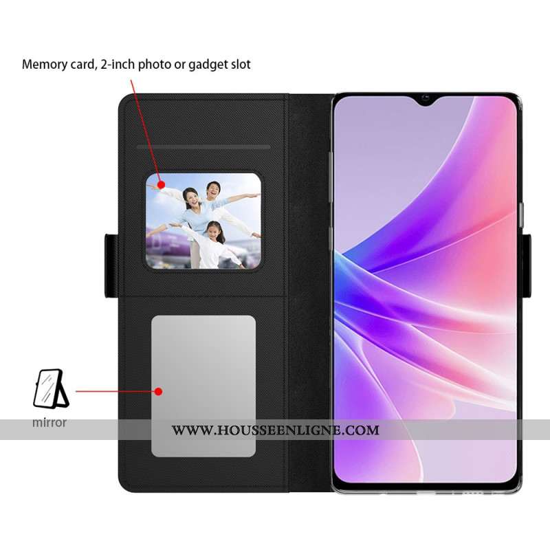 Coque Oppo Reno 13F 4G / 5G / FS 5G Miroir et Porte-Cartes Amovible