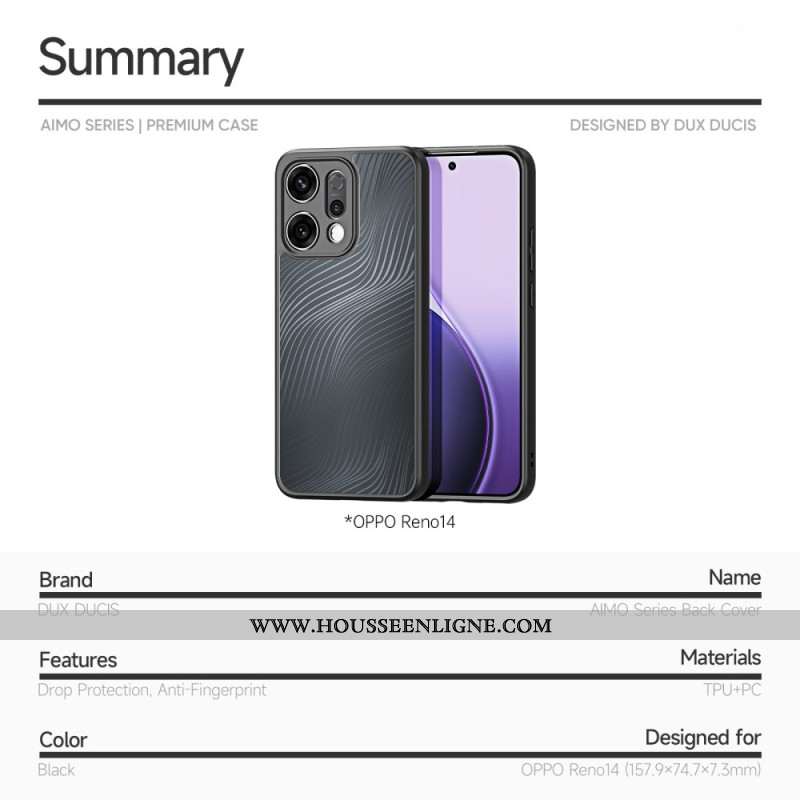 Coque Oppo Reno 14 5G Aimo Series DUX DUCIS