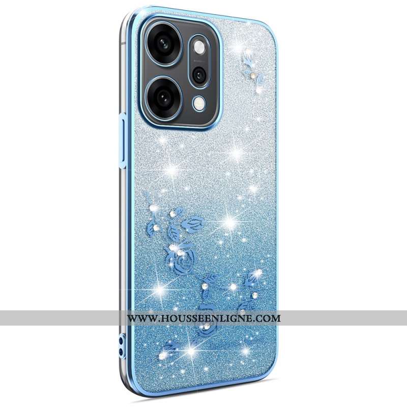 Coque Oppo Reno 14 5G Fleurs et Strass