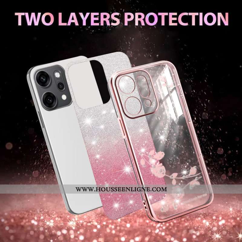 Coque Oppo Reno 14 5G Fleurs et Strass