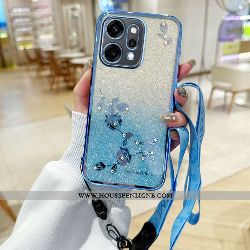 Coque Oppo Reno 14 5G Fleurs et Strass