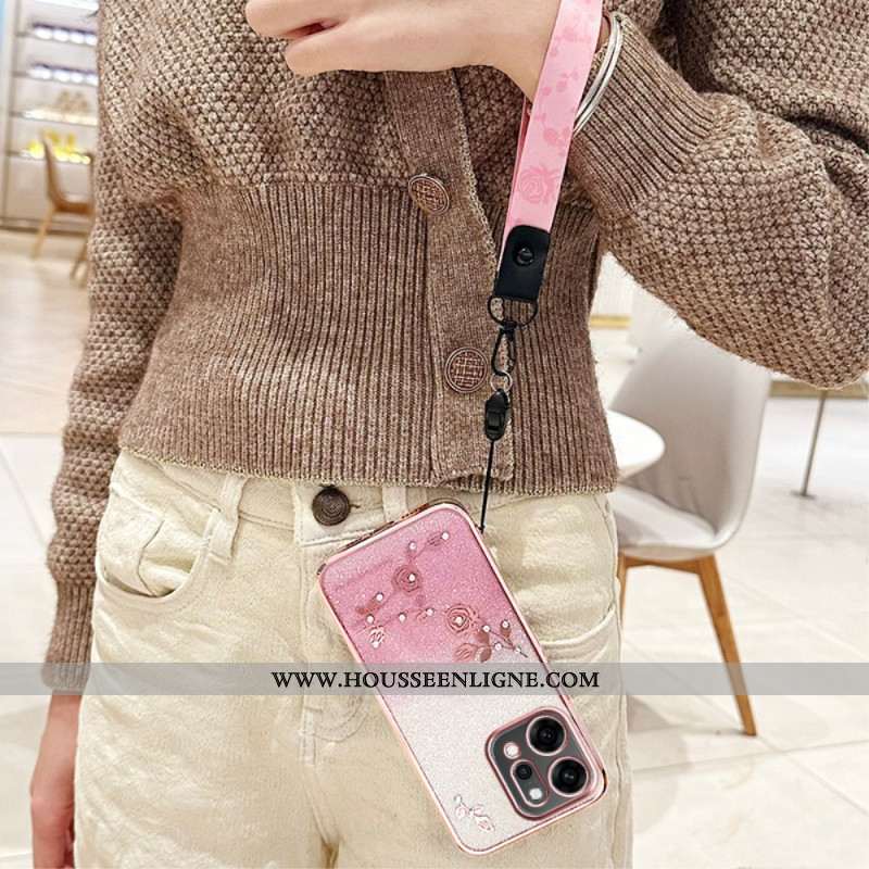 Coque Oppo Reno 14 5G Fleurs et Strass