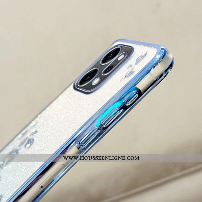 Coque Oppo Reno 14 5G Fleurs et Strass