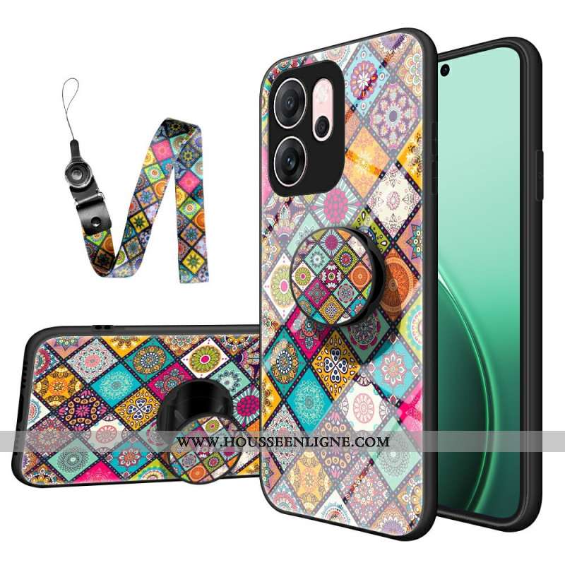 Coque Oppo Reno 14 F 5G Support et Lanière Patchwork