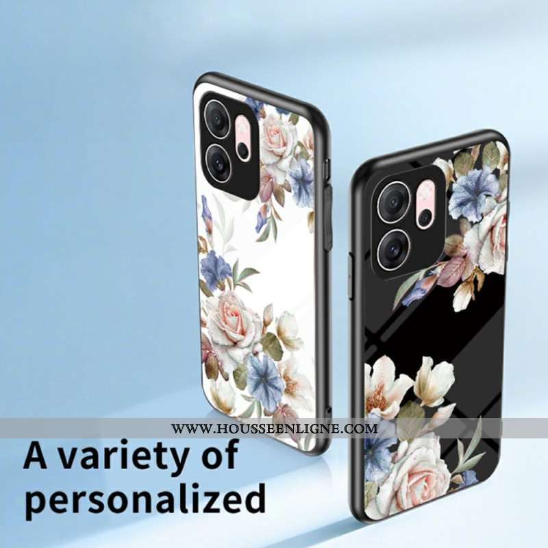 Coque Oppo Reno 14 F 5G Verre Trempé Motif Floral