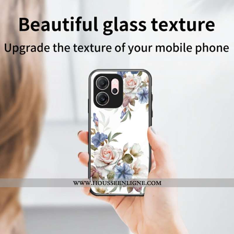 Coque Oppo Reno 14 F 5G Verre Trempé Motif Floral