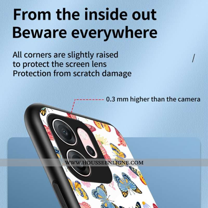 Coque Oppo Reno 14 F 5G Verre Trempé Papillons