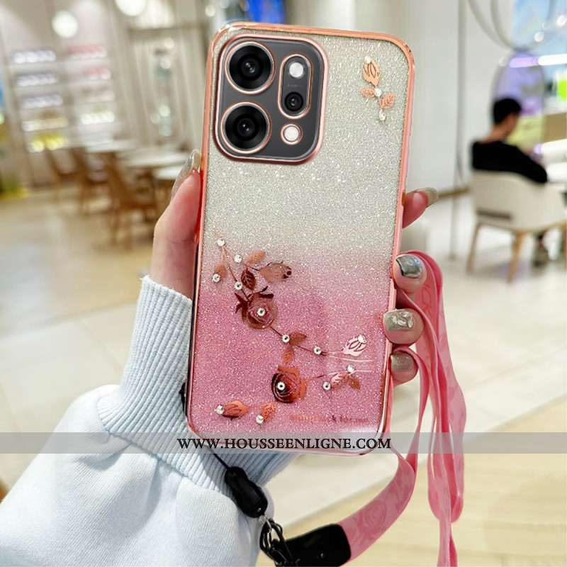 Coque Oppo Reno 14 Pro 5G Fleurs Strass