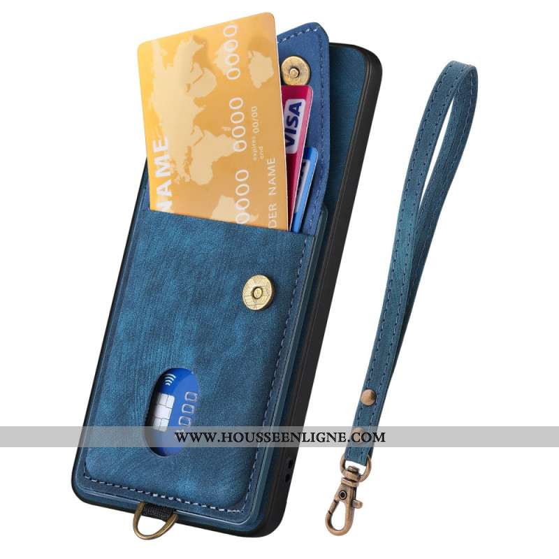 Coque Samsung Galaxy A17 4G / 5G Effet Daim avec Porte-Cartes et Lanière