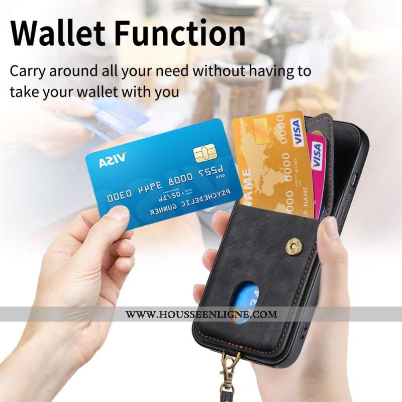 Coque Samsung Galaxy A17 4G / 5G Effet Daim avec Porte-Cartes et Lanière