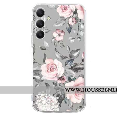 Coque Samsung Galaxy A17 4G / 5G Motif Floral Gris