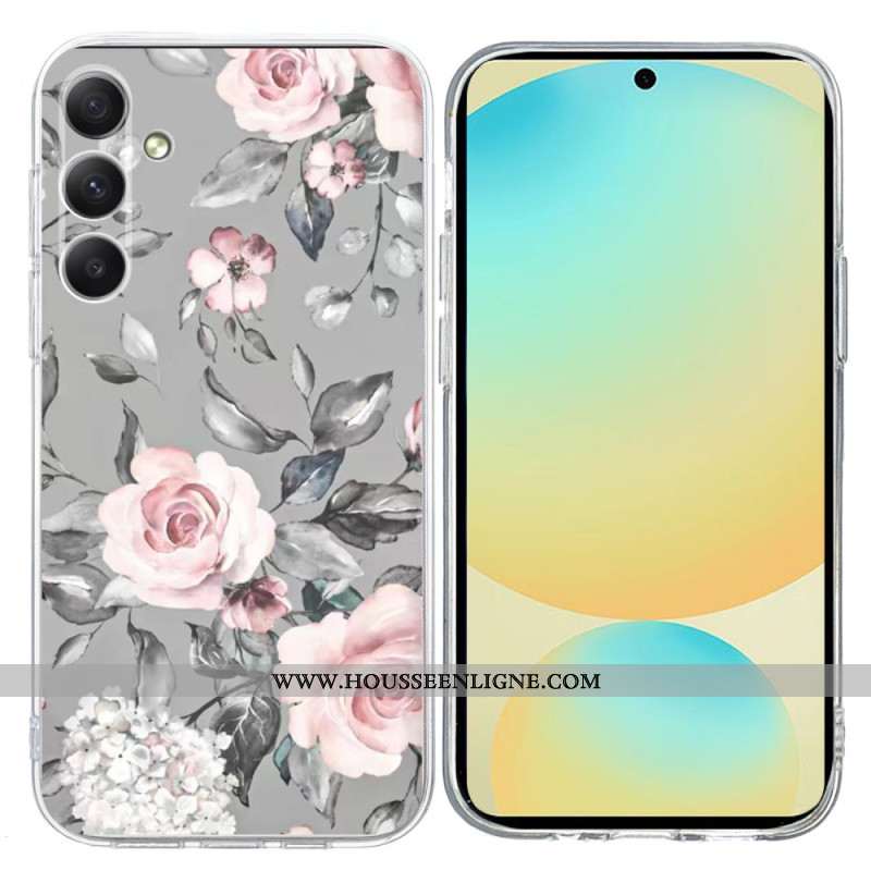 Coque Samsung Galaxy A17 4G / 5G Motif Floral Gris