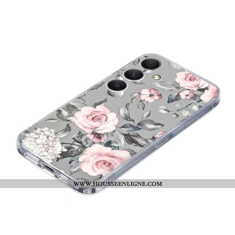 Coque Samsung Galaxy A17 4G / 5G Motif Floral Gris