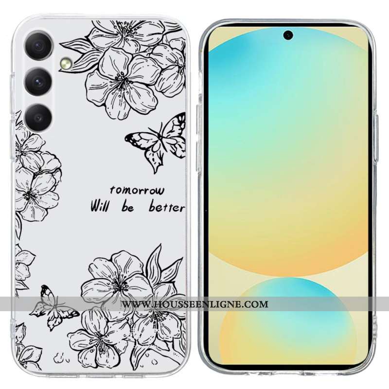 Coque Samsung Galaxy A17 4G / 5G Papillons et Fleurs Blanches