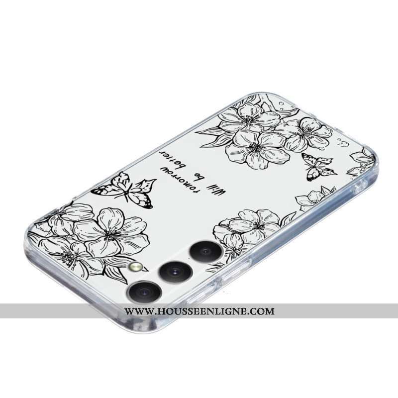 Coque Samsung Galaxy A17 4G / 5G Papillons et Fleurs Blanches