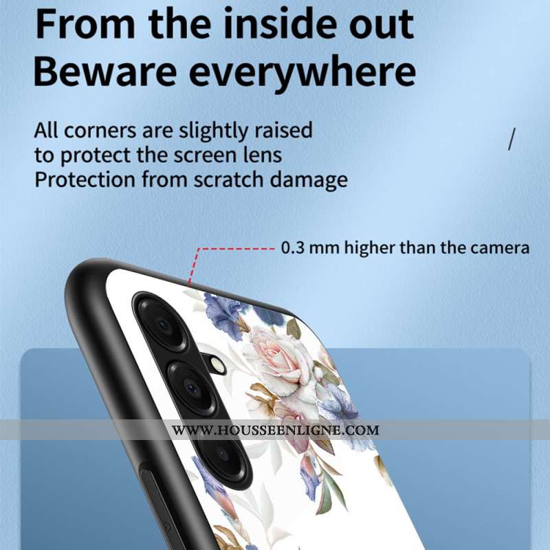 Coque Samsung Galaxy A17 4G / 5G Verre Trempé Fleurs