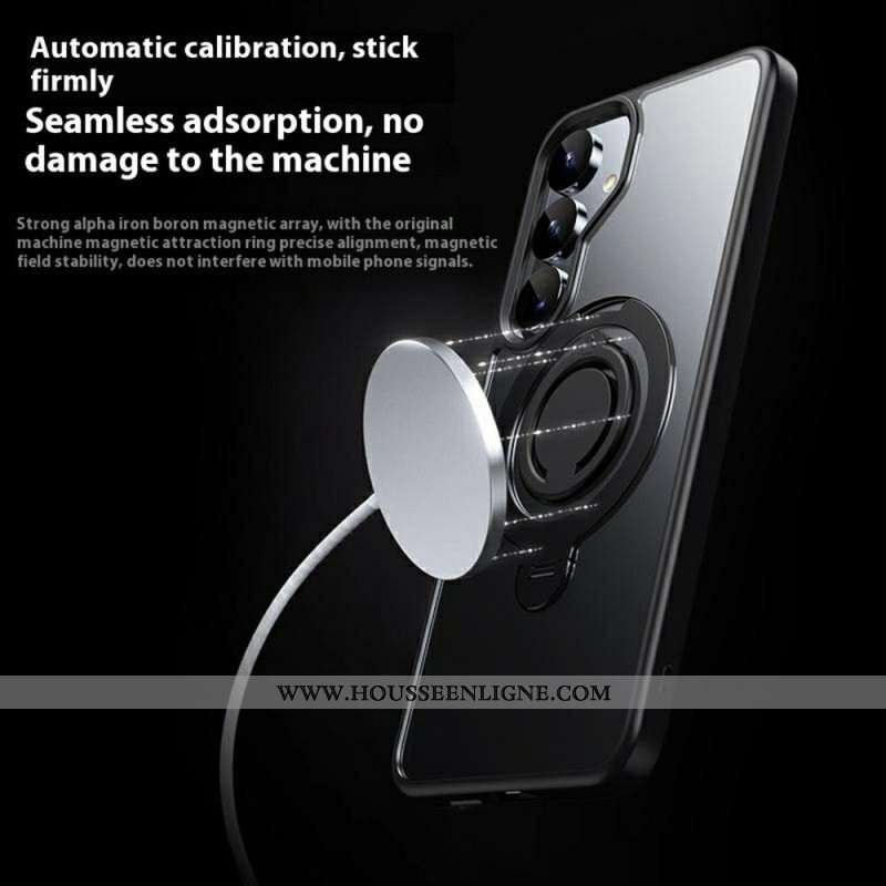 Coque Samsung Galaxy S25 5G Compatible MagSafe avec Support Rotatif à
