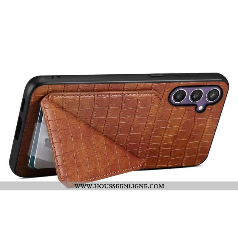 Coque Samsung Galaxy S25 5G Porte-Cartes Texture Crocodile