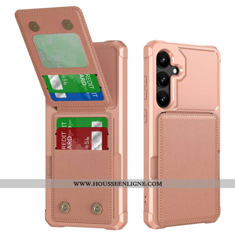 Coque Samsung Galaxy S25 5G Porte-Cartes et Support Effet Métal