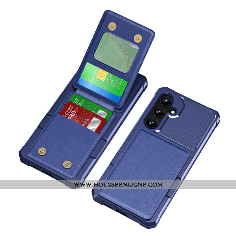 Coque Samsung Galaxy S25 5G Porte-Cartes et Support Effet Métal