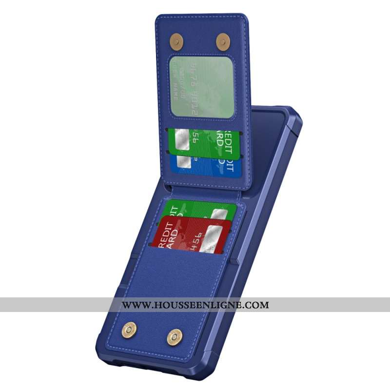 Coque Samsung Galaxy S25 5G Porte-Cartes et Support Effet Métal