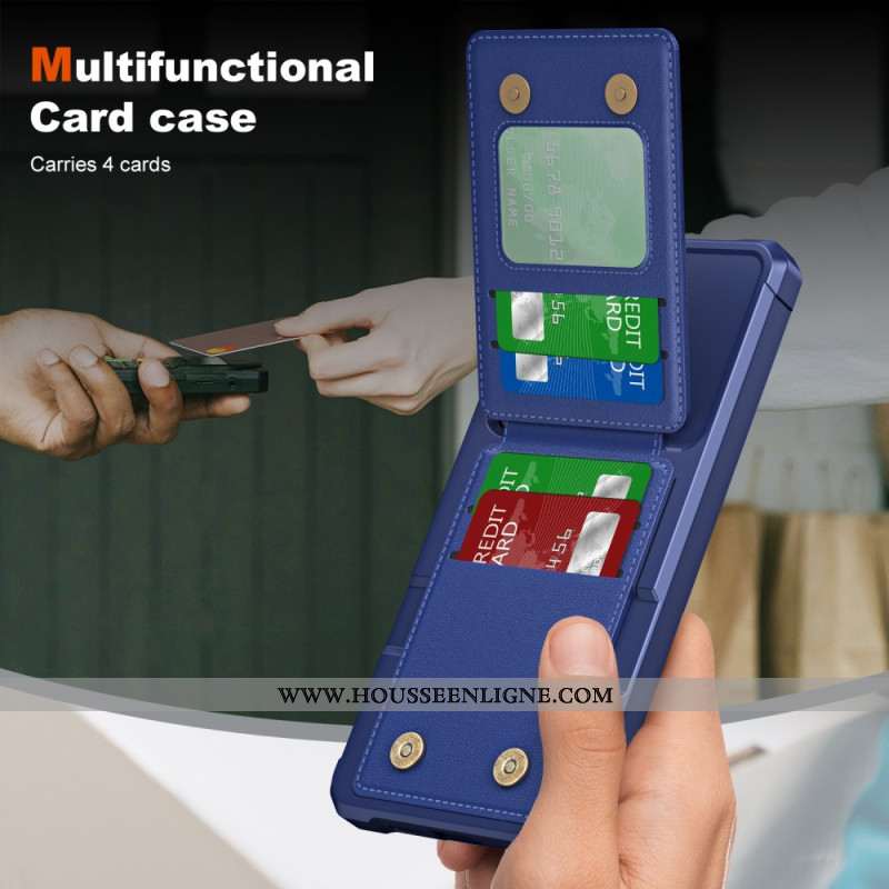 Coque Samsung Galaxy S25 5G Porte-Cartes et Support Effet Métal