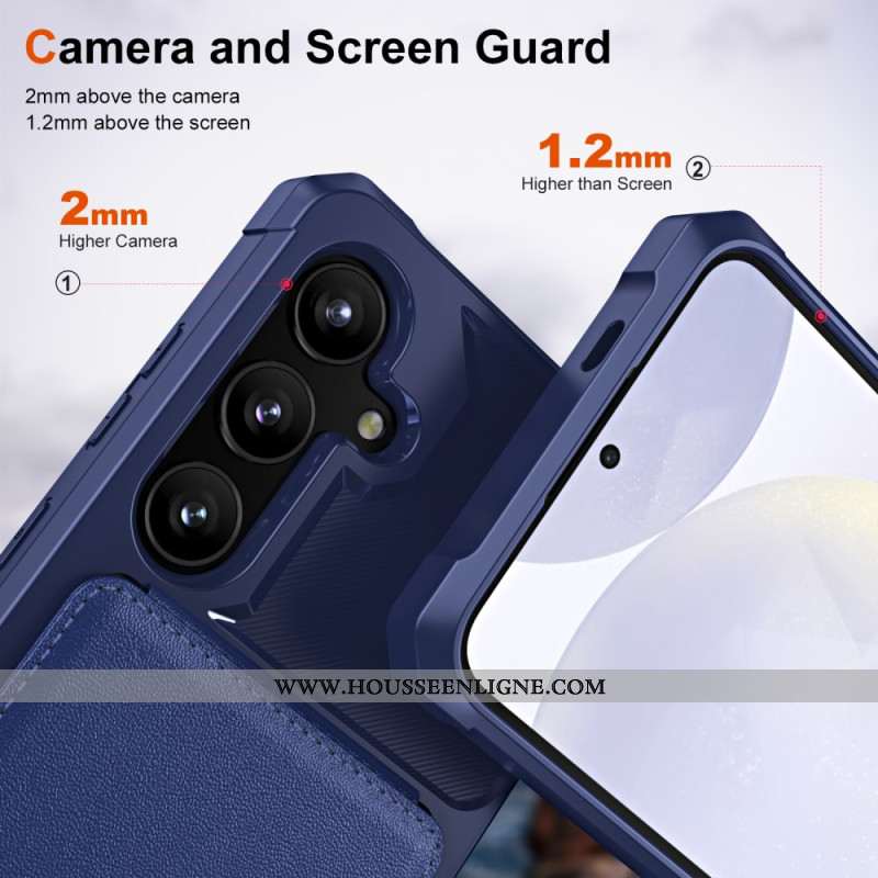 Coque Samsung Galaxy S25 5G Porte-Cartes et Support Effet Métal