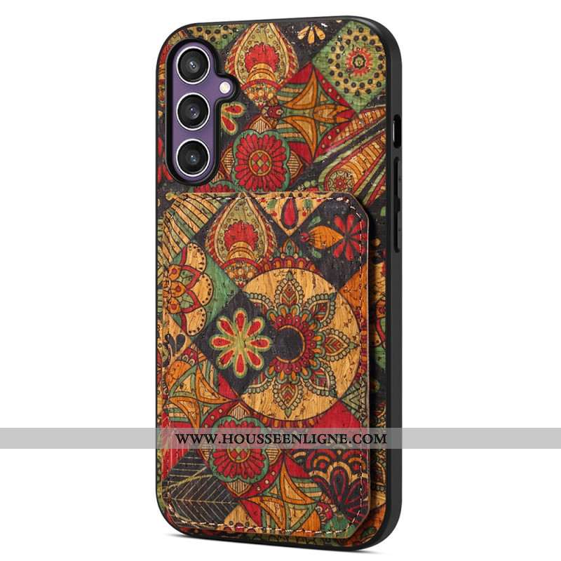 Coque Samsung Galaxy S25 5G Porte-Cartes et Support Florale