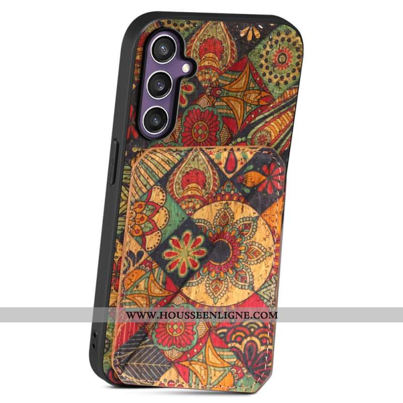 Coque Samsung Galaxy S25 5G Porte-Cartes et Support Florale