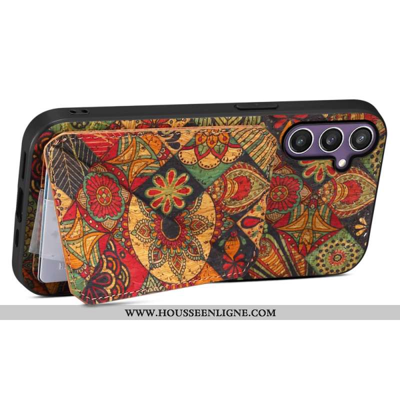 Coque Samsung Galaxy S25 5G Porte-Cartes et Support Florale