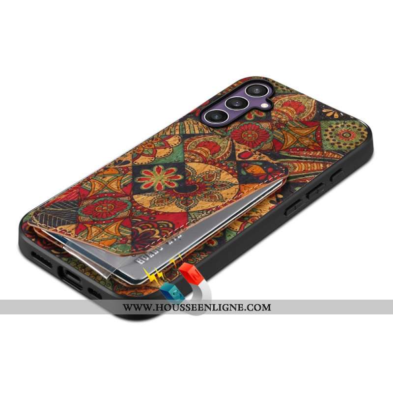 Coque Samsung Galaxy S25 5G Porte-Cartes et Support Florale