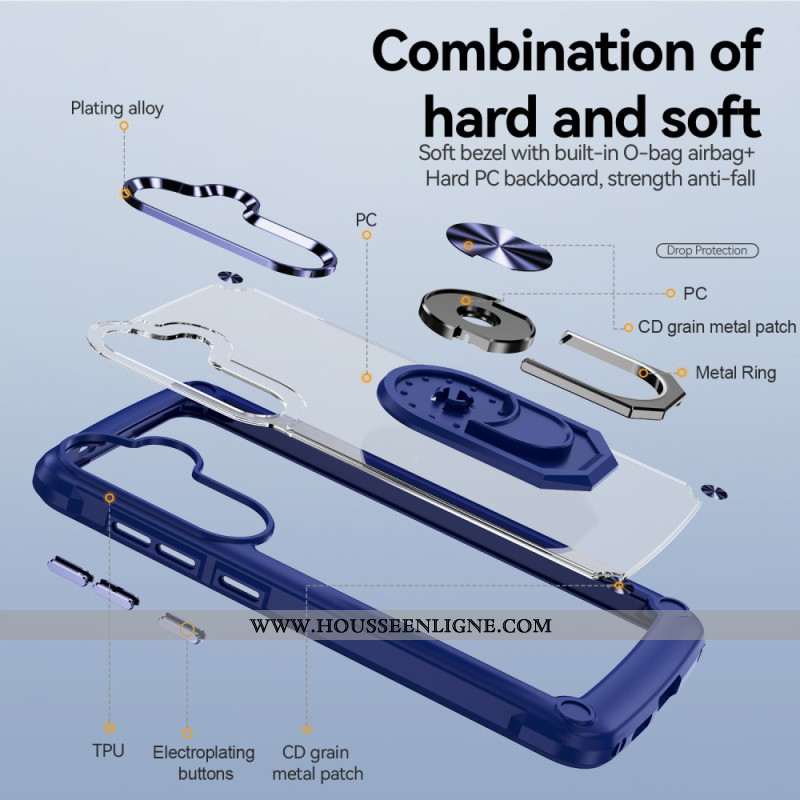 Coque Samsung Galaxy S25 5G Transparente avec Support Intégré