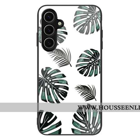 Coque Samsung Galaxy S25 5G Verre Trempé Motif Feuilles