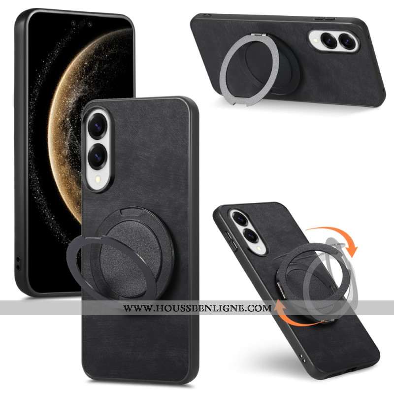 Coque Samsung Galaxy S25 Edge Effet Daim avec Support Rotatif à