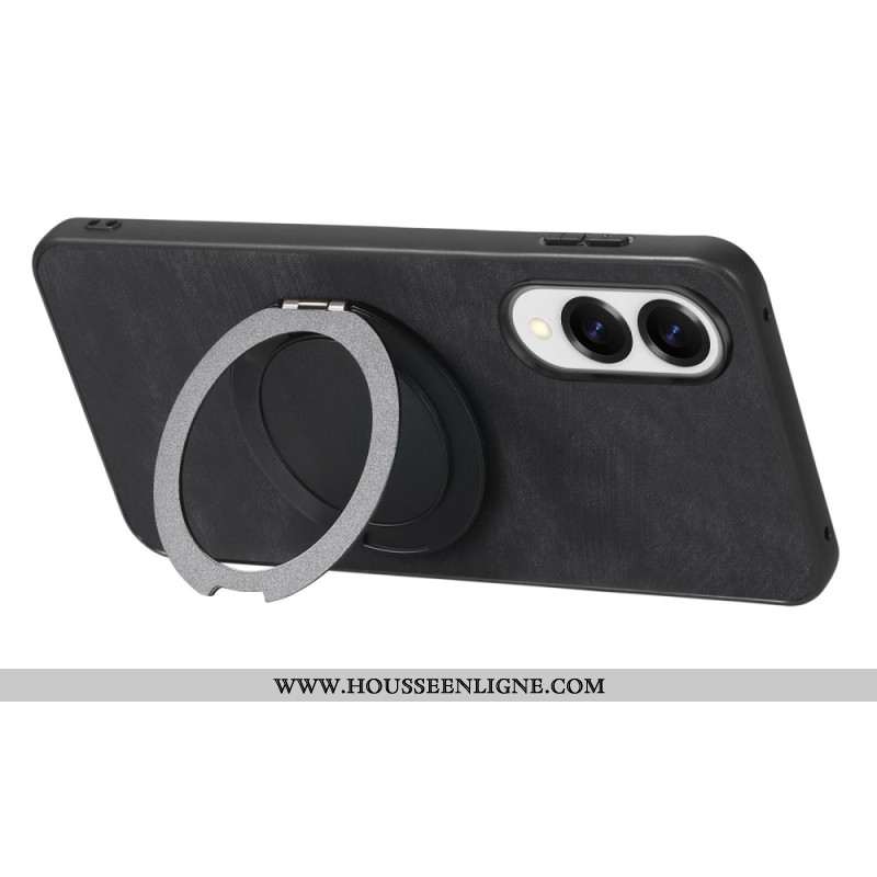 Coque Samsung Galaxy S25 Edge Effet Daim avec Support Rotatif à