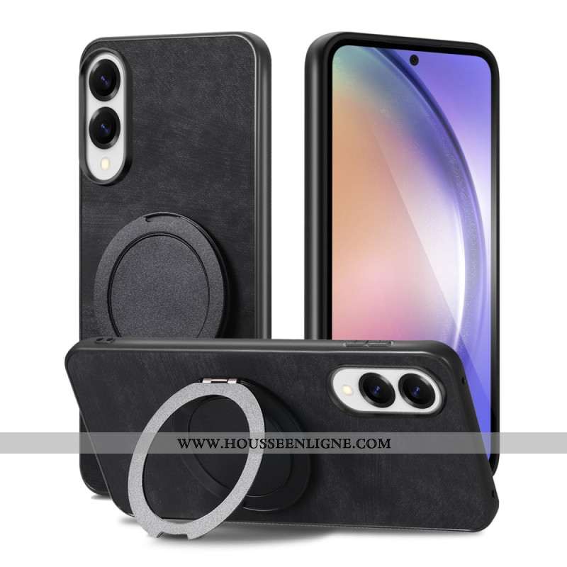 Coque Samsung Galaxy S25 Edge Effet Daim avec Support Rotatif à