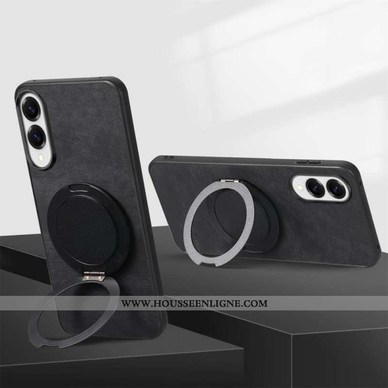 Coque Samsung Galaxy S25 Edge Effet Daim avec Support Rotatif à