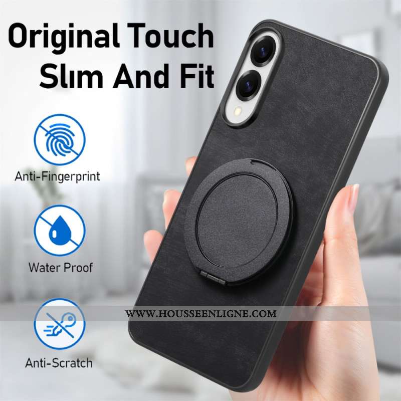 Coque Samsung Galaxy S25 Edge Effet Daim avec Support Rotatif à