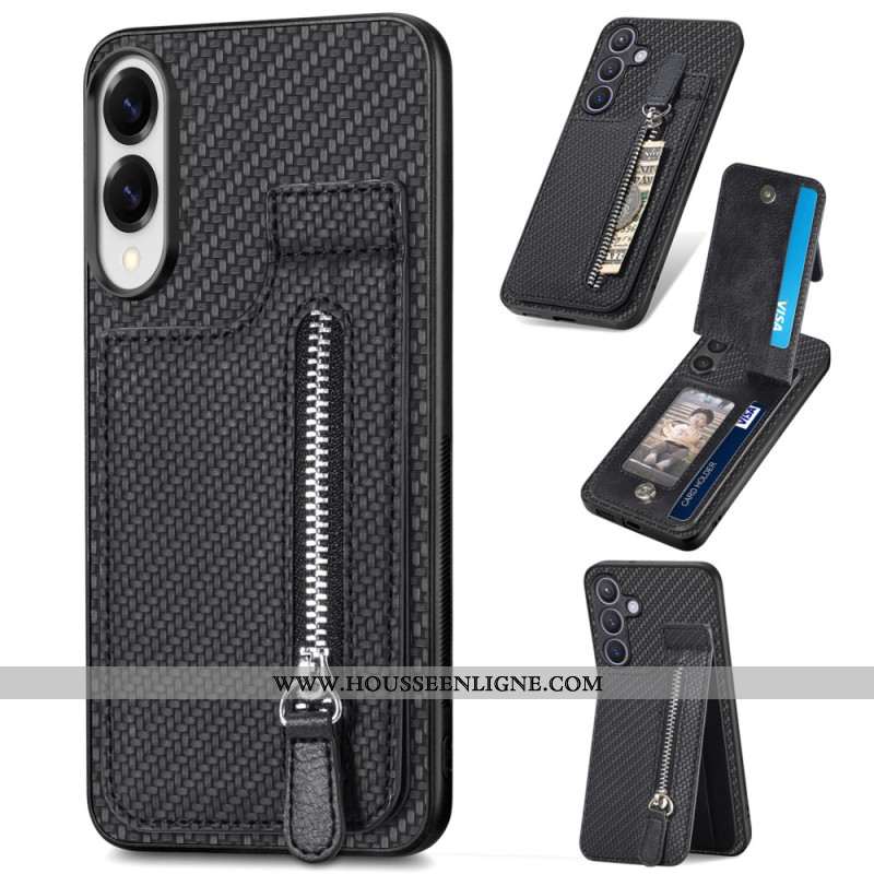 Coque Samsung Galaxy S25 Edge Fibre Carbone Porte-Cartes et Porte-Monnaie
