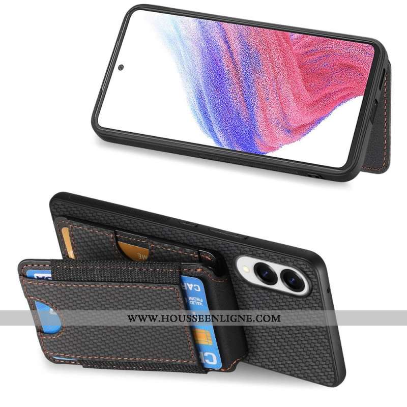 Coque Samsung Galaxy S25 Edge Fibre Carbone Premium Porte-Cartes et Support