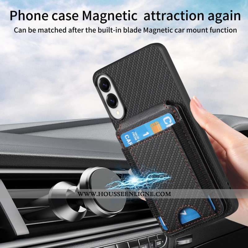 Coque Samsung Galaxy S25 Edge Fibre Carbone Premium Porte-Cartes et Support