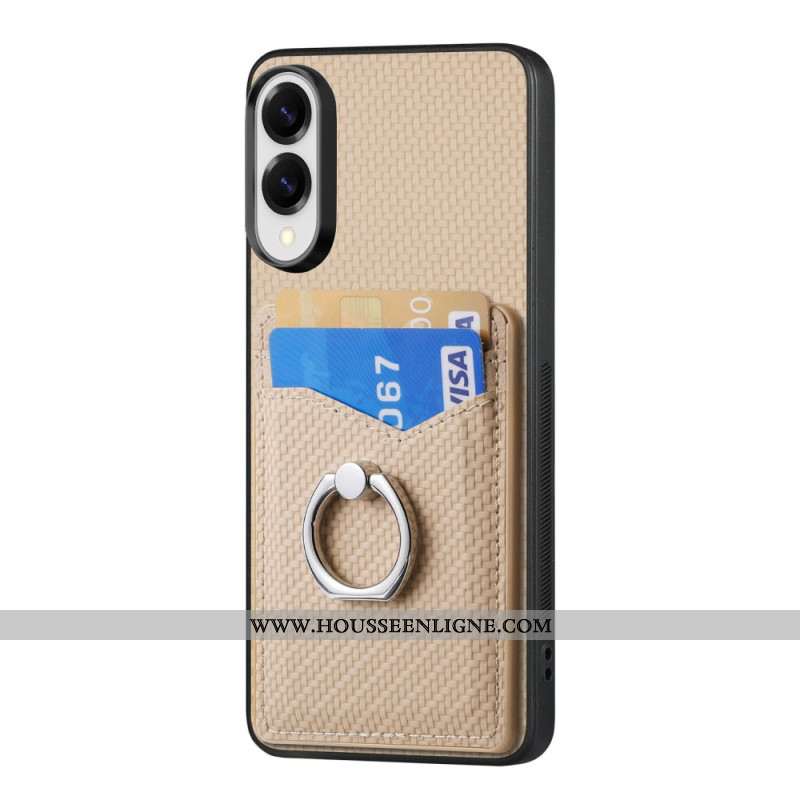 Coque Samsung Galaxy S25 Edge Fibre Carbone avec Porte-cartes et Anneau-Support