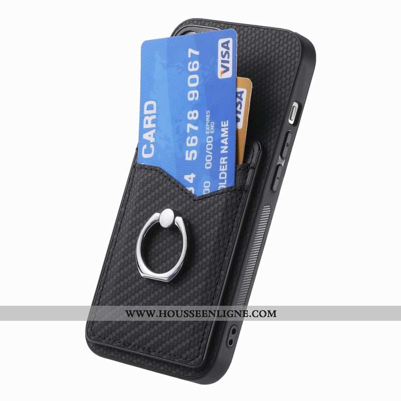 Coque Samsung Galaxy S25 Edge Fibre Carbone avec Porte-cartes et Anneau-Support