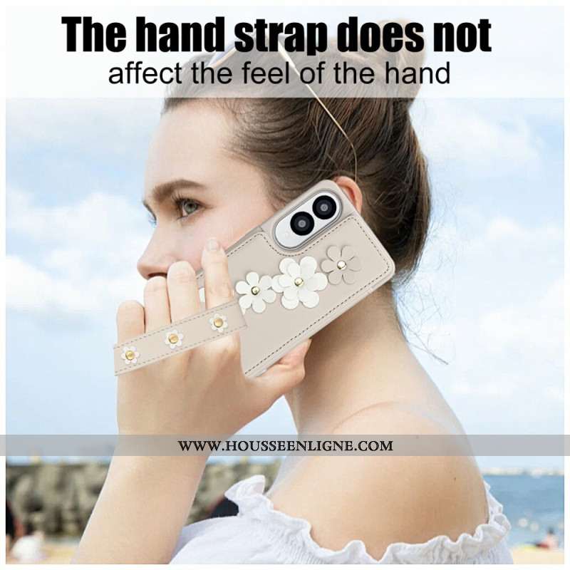 Coque Samsung Galaxy S25 Edge Porte-Cartes Floral à Lanière