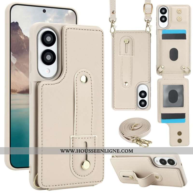 Coque Samsung Galaxy S25 Edge Porte-Cartes avec Sangle et bandoulière
